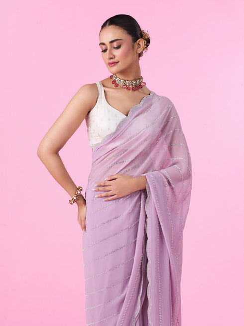 Mohey Purple Majesty Georgette Saree