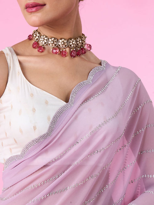 Mohey Purple Majesty Georgette Saree