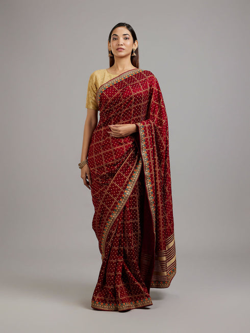 Mohey Maroon Enchantment Saree
