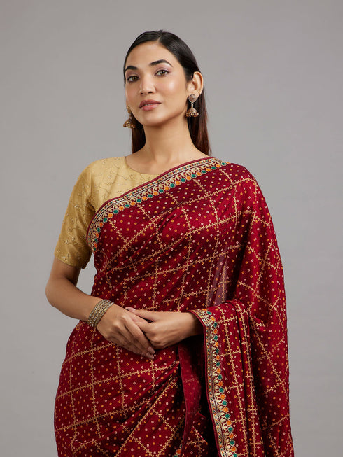 Mohey Maroon Enchantment Saree