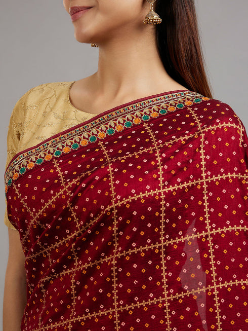 Mohey Maroon Enchantment Saree