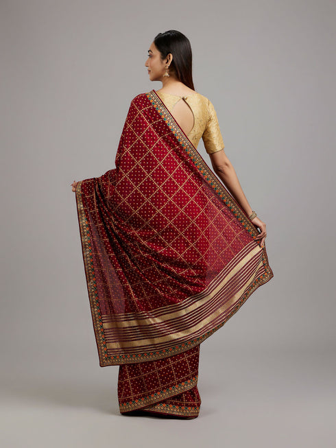 Mohey Maroon Enchantment Saree