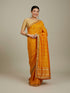 Mohey Mustard Yellow Linear Patterned Bandhani Saree with Rhinestone Work