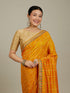 Mohey Mustard Yellow Linear Patterned Bandhani Saree with Rhinestone Work
