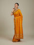 Mohey Mustard Yellow Linear Patterned Bandhani Saree with Rhinestone Work