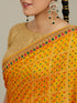 Mohey Mustard Yellow Linear Patterned Bandhani Saree with Rhinestone Work