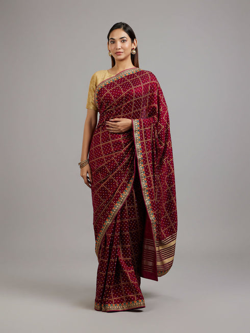 Mohey Wine Elegance Saree