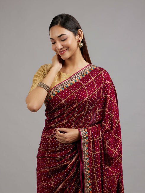 Mohey Wine Elegance Saree
