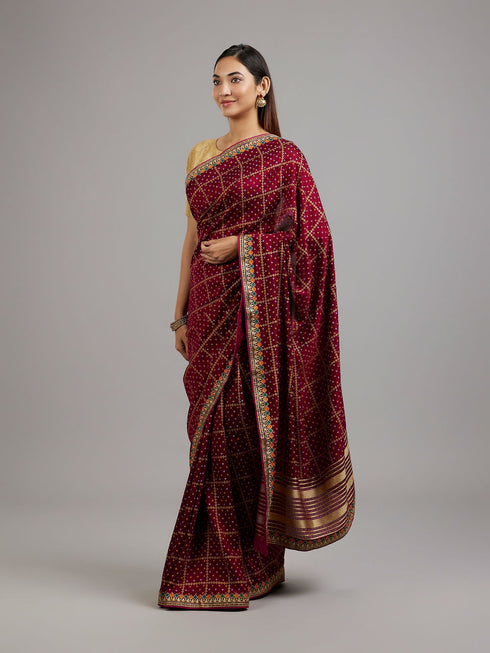 Mohey Wine Elegance Saree