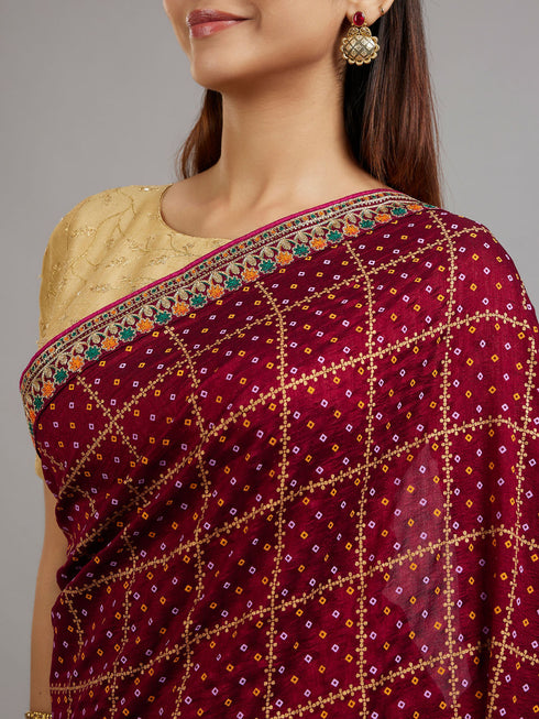 Mohey Wine Elegance Saree