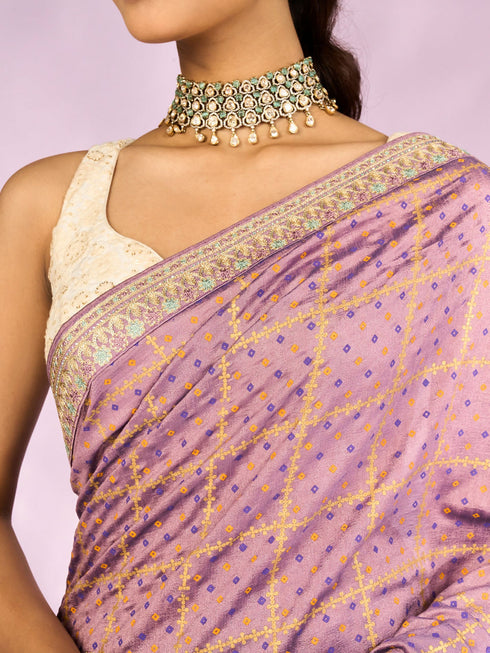 Mohey Purple Elegance Silk Saree