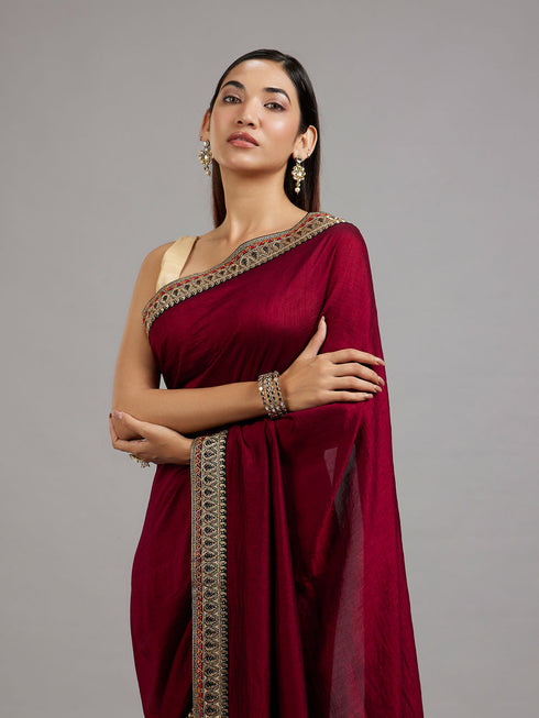 Mohey Wine Elegance Saree