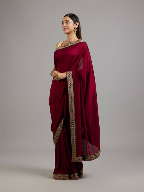 Mohey Wine Elegance Saree