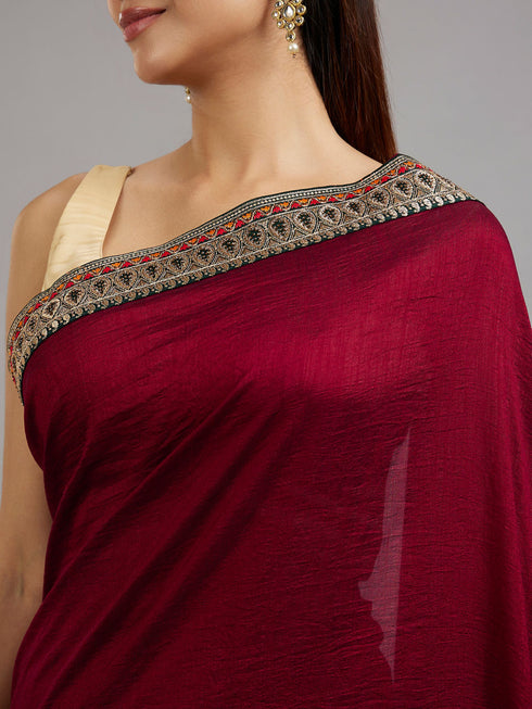 Mohey Wine Elegance Saree