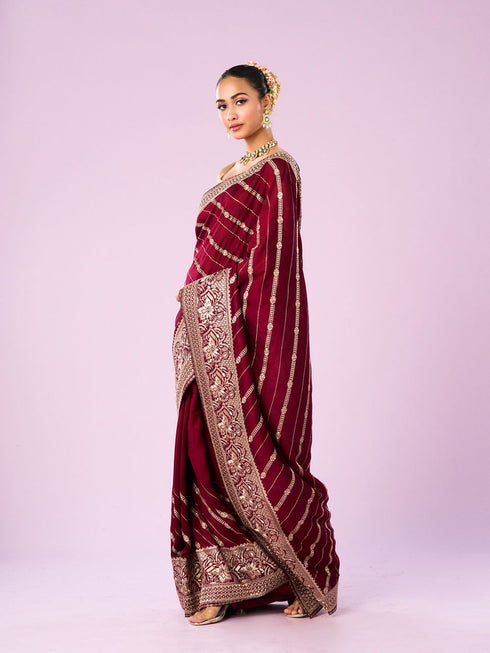 Mohey Enthralling Wine Saree