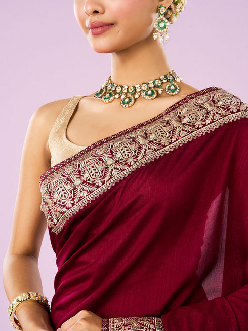 Mohey Maroon Majesty Women Saree