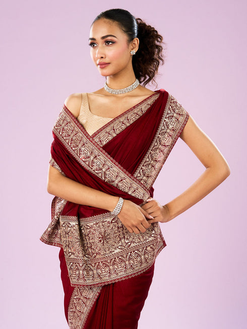 Mohey Exquisite Wine Hued Saree