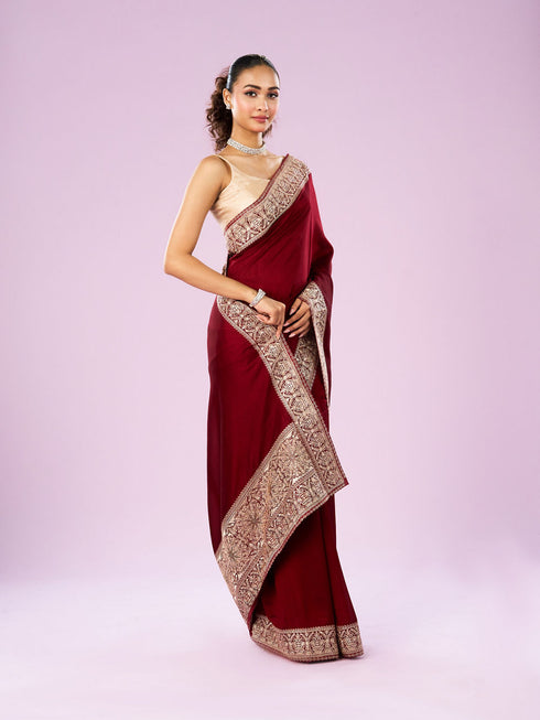 Mohey Exquisite Wine Hued Saree