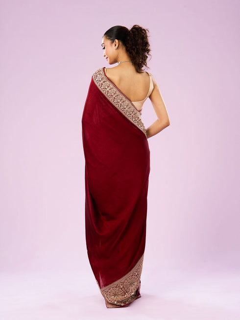 Mohey Exquisite Wine Hued Saree