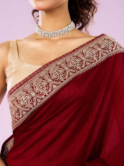 Mohey Exquisite Wine Hued Saree