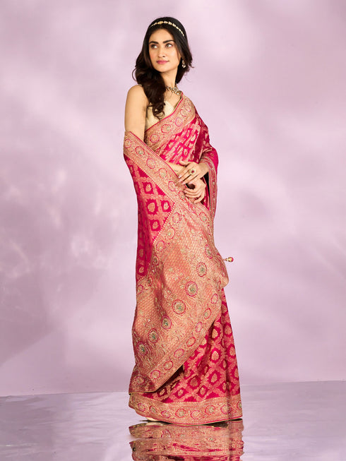 Mohey Pink Bridal Saree