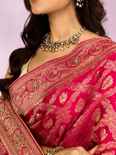 Mohey Pink Bridal Saree