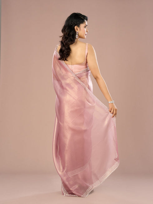 Mohey Purple Dazzle Organza Saree