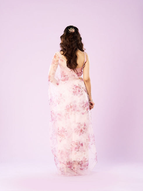 Mohey Pink Organza Saree