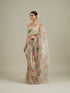 Mohey Soft Cream Floral Printed Saree with Scalloped Rhinestone Border
