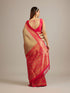 Mohey Ash Grey Buta Jaal Patterned Saree with Intricate Floral Border