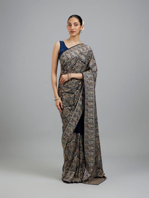 Mohey Indigo Blue Georgette Festive Saree