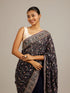 Mohey Indigo Blue Bel Buti Embroidered Saree with Rhinestone Work