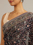 Mohey Indigo Blue Bel Buti Embroidered Saree with Rhinestone Work