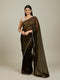 Mohey Mehndi Green Floral Buta Embroidered Saree with Rhinestone Work
