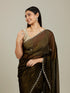Mohey Mehndi Green Floral Buta Embroidered Saree with Rhinestone Work