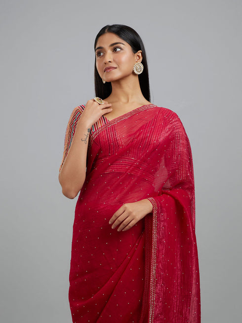 Mohey Chinon Rani Pink Elegance Saree
