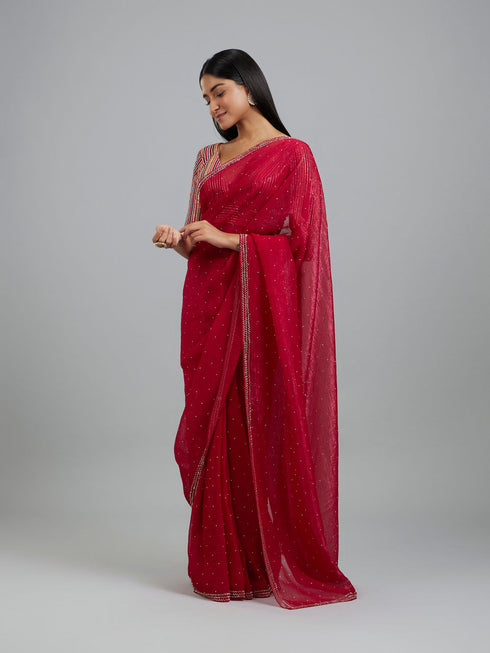 Mohey Chinon Rani Pink Elegance Saree