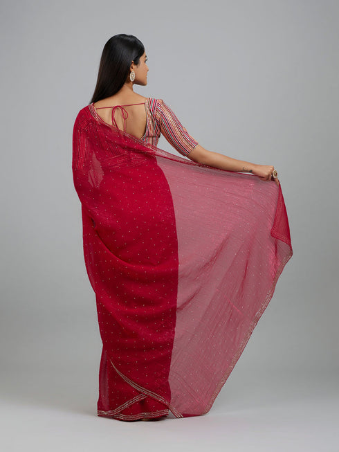 Mohey Chinon Rani Pink Elegance Saree