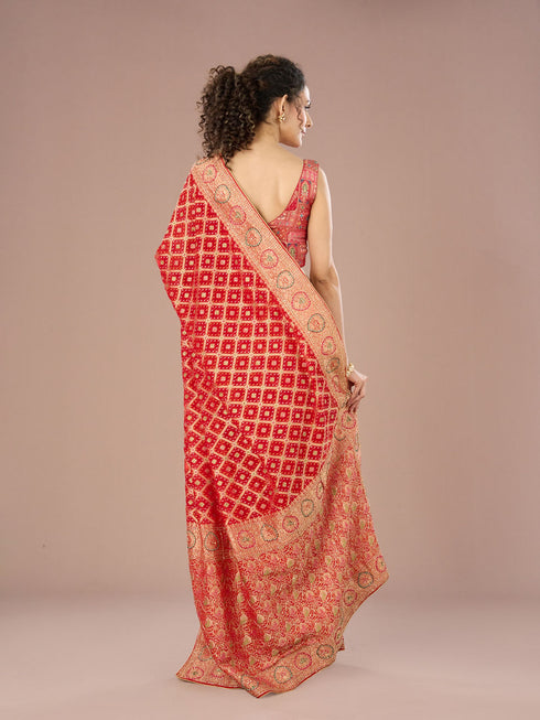 Mohey Lustrous Red Saree