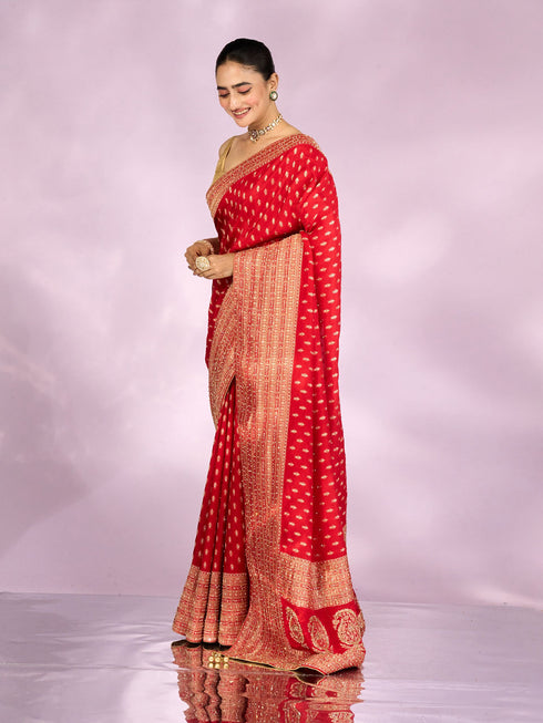 Mohey Radiant Red Elegance Saree