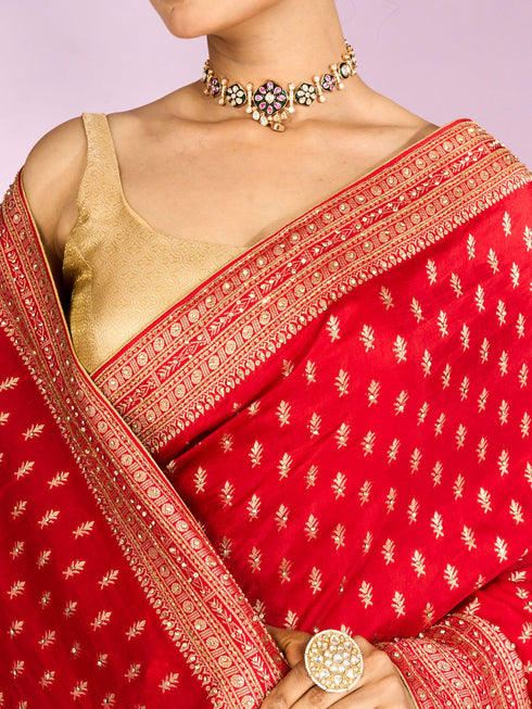 Mohey Radiant Red Elegance Saree