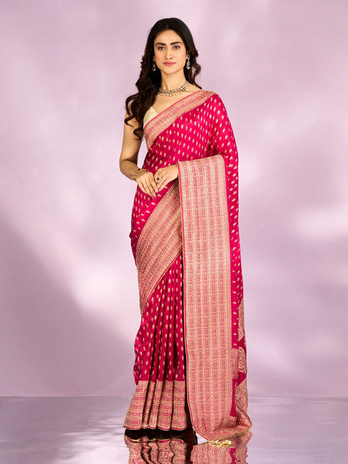 Mohey Elegant Rani Pink Saree