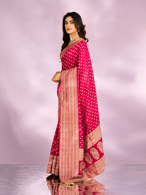 Mohey Elegant Rani Pink Saree