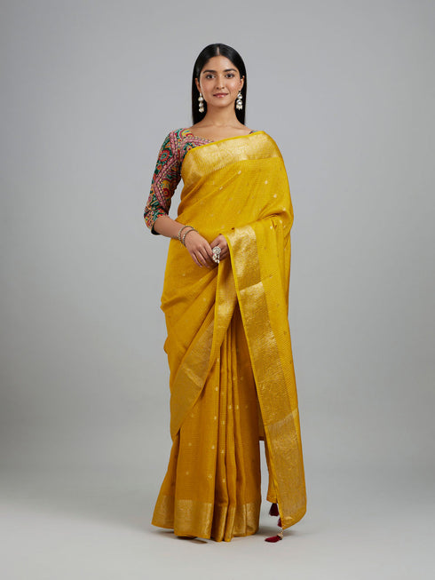 Mohey Radiant Mustard Yellow Saree
