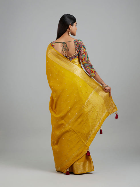 Mohey Radiant Mustard Yellow Saree