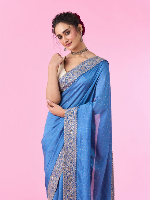 Mohey Light Blue Festive Saree