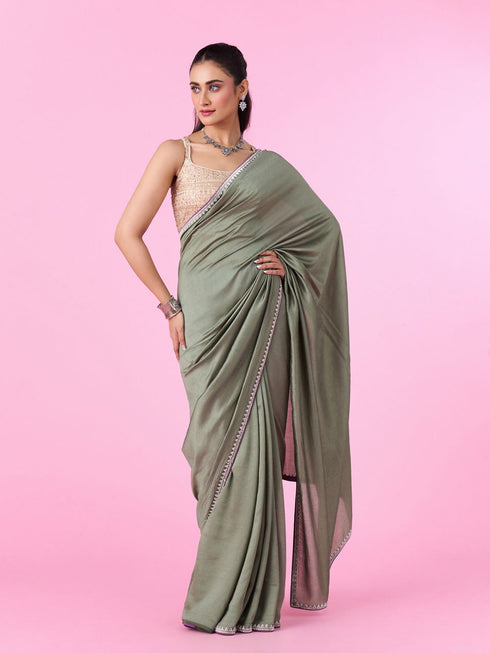 Mohey Pista Green Elegant Saree