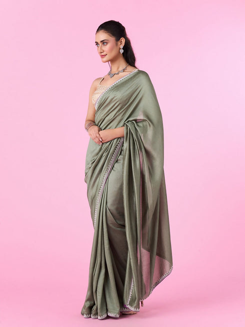 Mohey Pista Green Elegant Saree