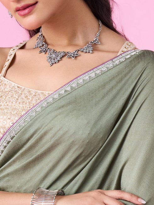 Mohey Pista Green Elegant Saree