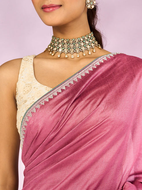 Mohey Dusty Pink Silk Elegance Saree
